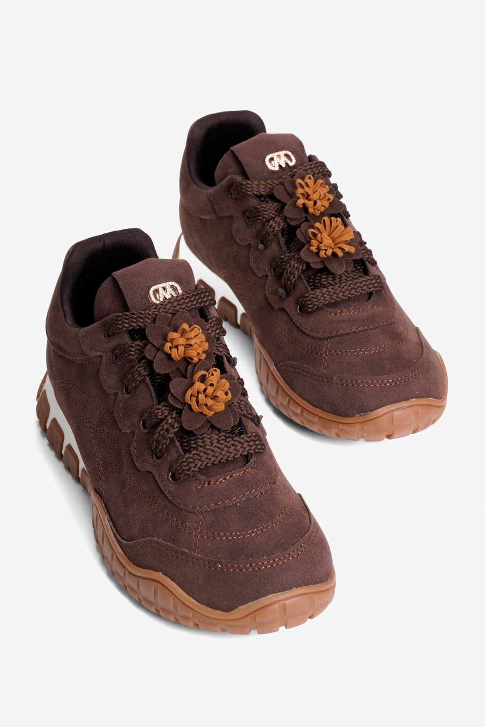 Kadın Süet Sneaker Çiçek Aksesuarlı Günlük Spor Ayakkabı  Nira Kahverengi