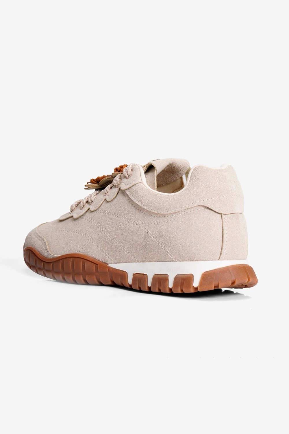 Kadın Süet Sneaker Çiçek Aksesuarlı Günlük Spor Ayakkabı  Nira Bej