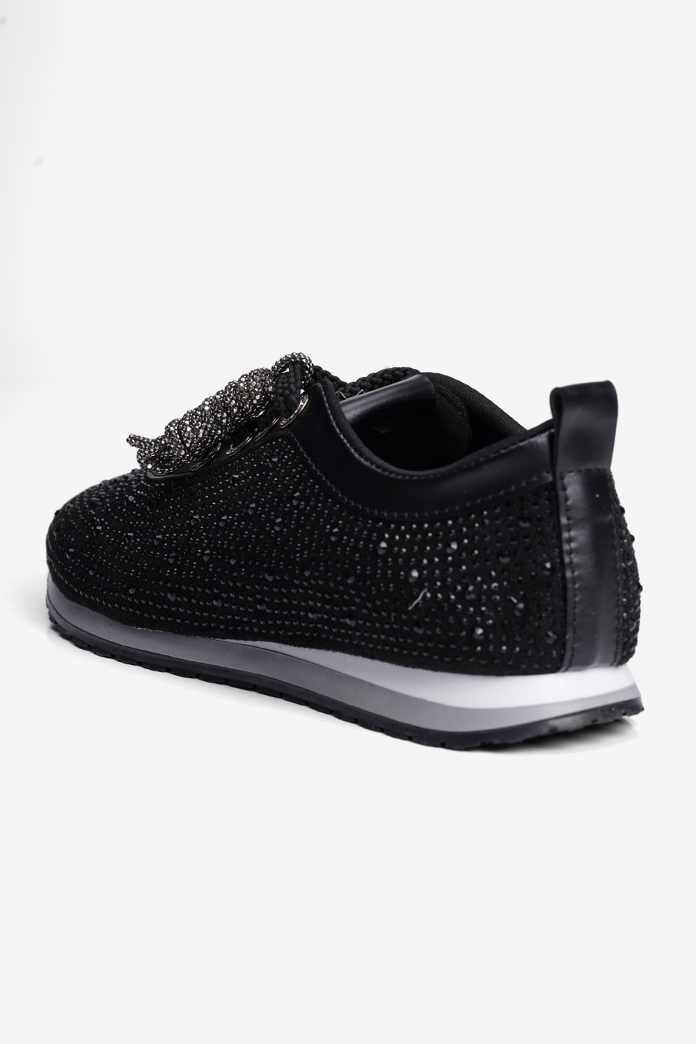 Kadın Süet Sneaker Taşlı Bağcıklı Mely Siyah