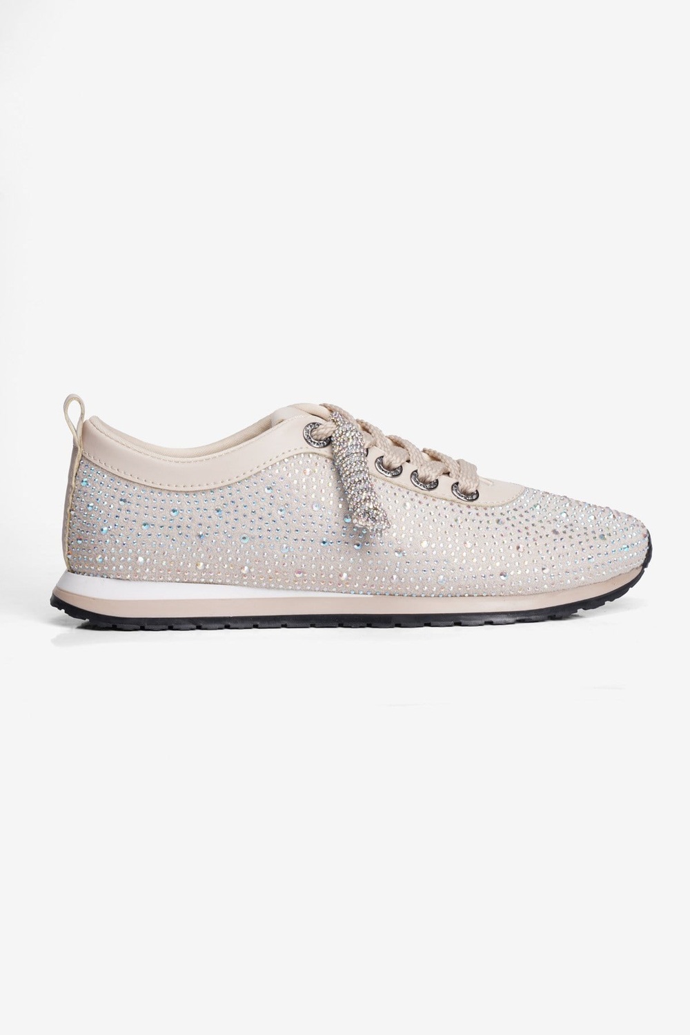 Kadın Süet Sneaker Taşlı Bağcıklı Mely Bej