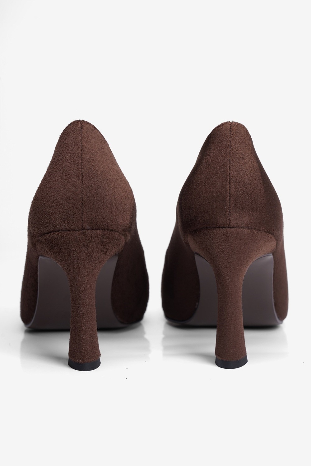 Kadın Süet Topuklu Ayakkabı Kare Burun Stiletto Naya Kahverengi