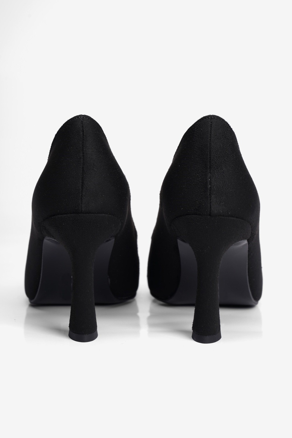 Kadın Süet Topuklu Ayakkabı Kare Burun Stiletto Naya Siyah