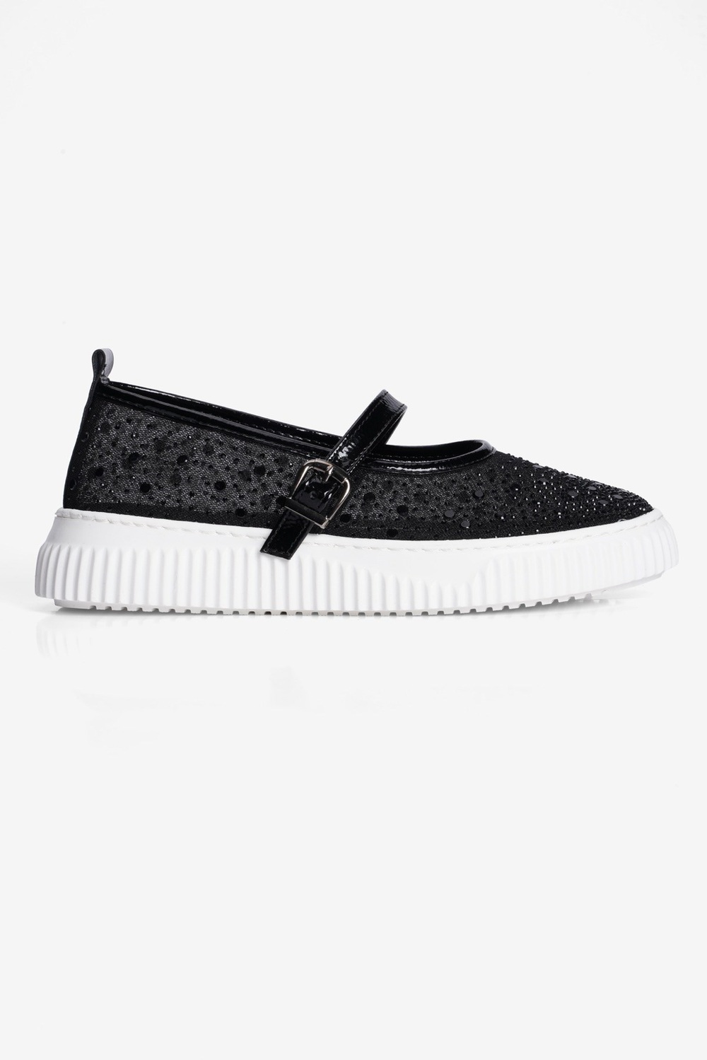Kadın Taşlı Sneaker Babet Bantlı Günlük Şık Novira Siyah 