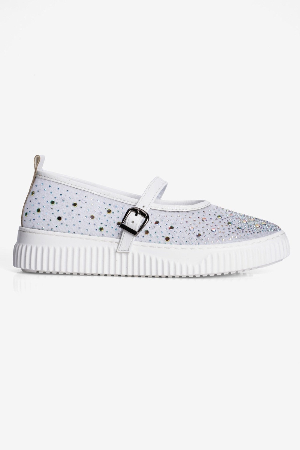 Kadın Taşlı Sneaker Babet Bantlı Günlük Şık Novira Beyaz