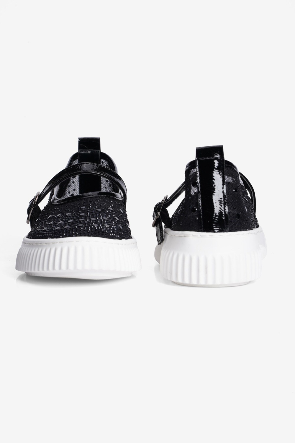 Kadın Taşlı Sneaker Babet Bantlı Günlük Şık Novira Siyah 