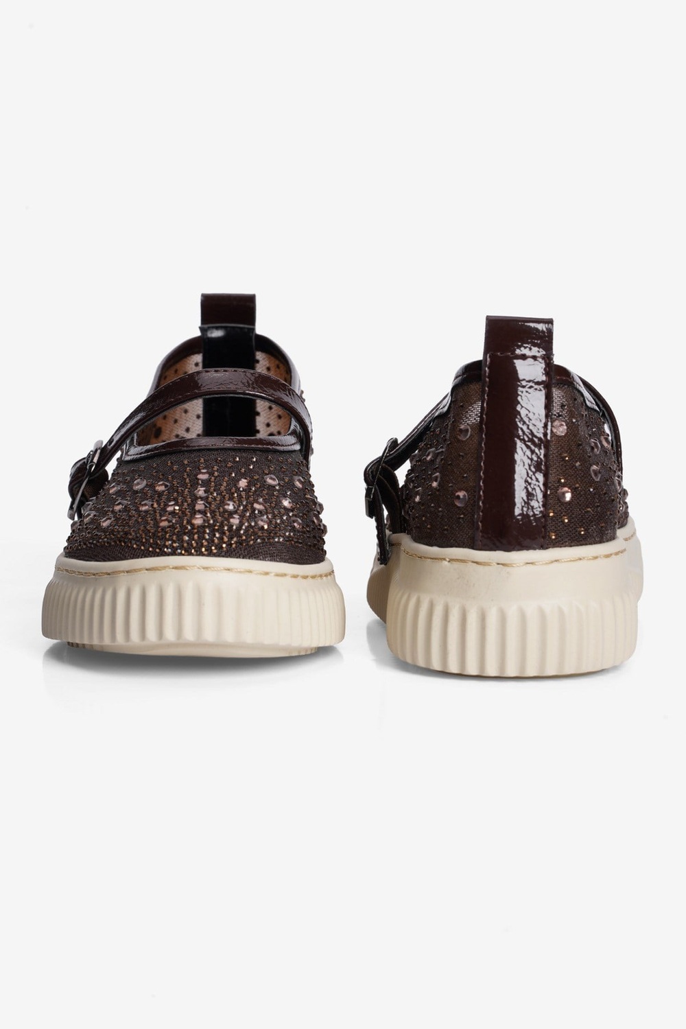 Kadın Taşlı Sneaker Babet Bantlı Günlük Şık Novira Kahverengi
