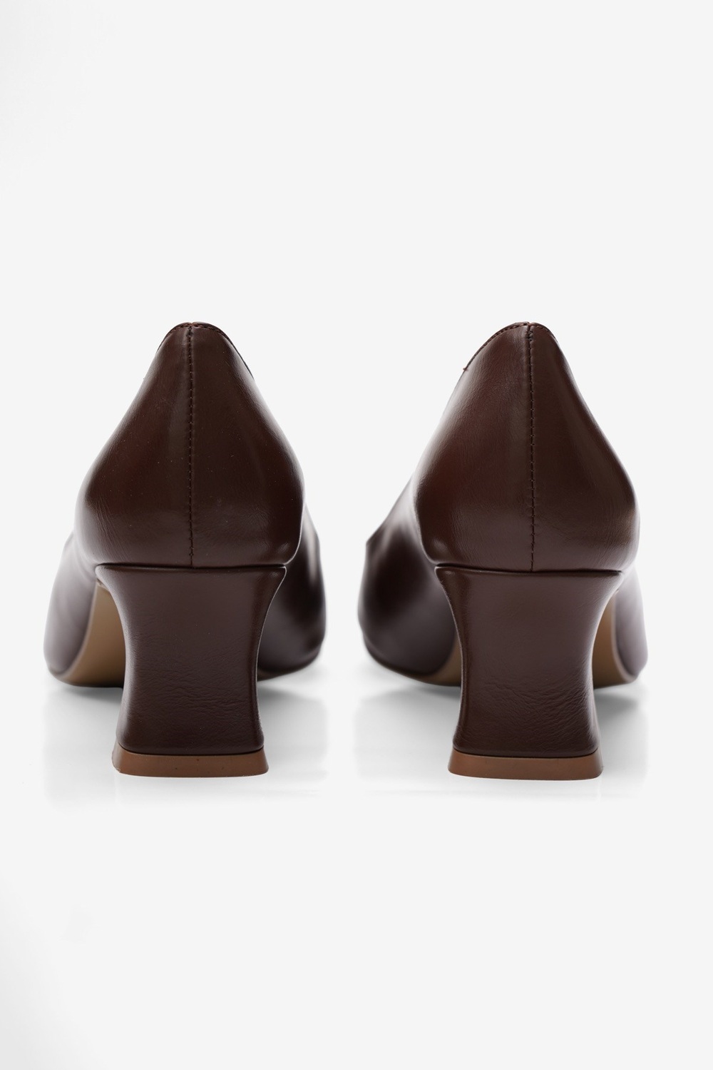 Kadın Topuklu Ayakkabı Stiletto Sivri Burun Kalın Topuk Vesa Kahverengi