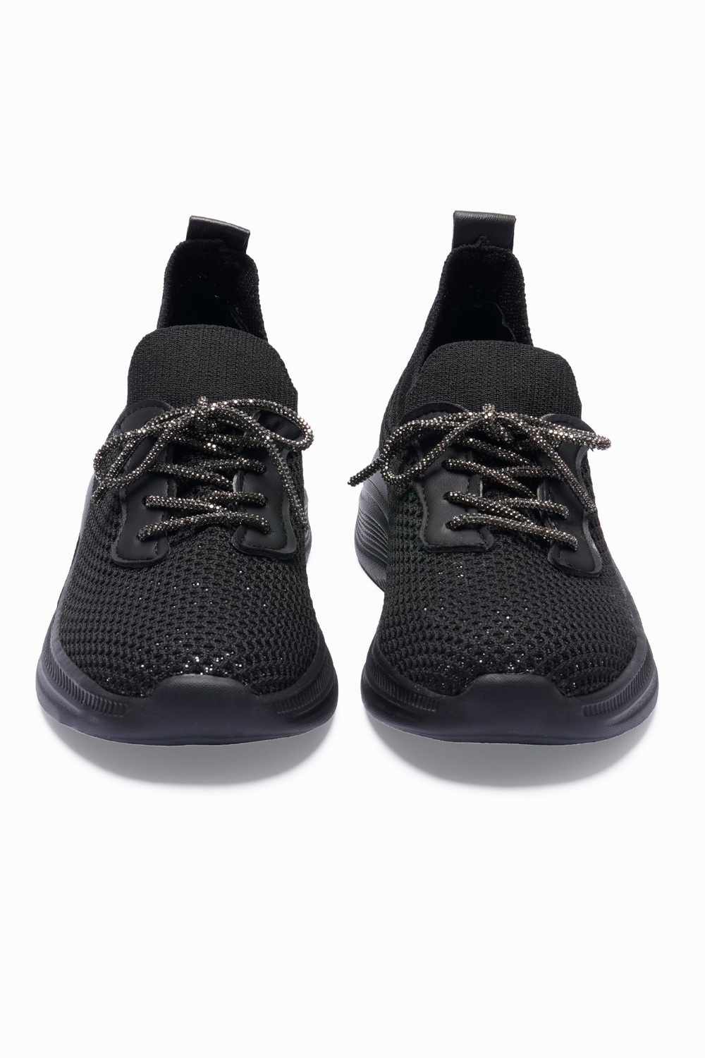Kadın Triko Sneaker Sim Detaylı Hafif Konfor Taban Taş Bağcıklı Günlük Spor Ayakkabı Melia Siyah