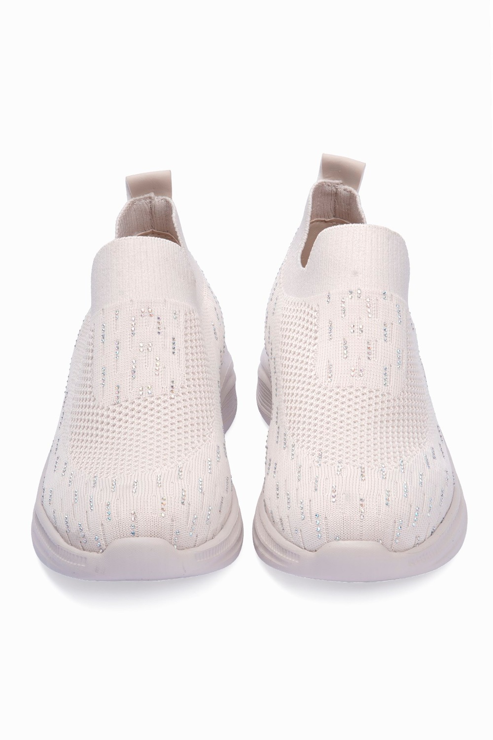 Kadın Triko Sneaker Taş Detaylı Hafif Konfor Taban Günlük Spor Ayakkabı Selina Bej 