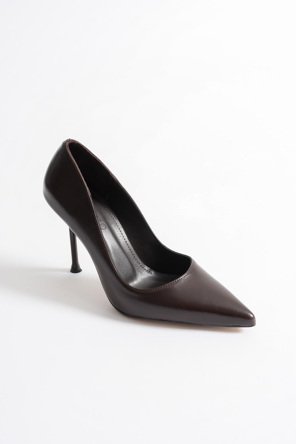 Marvella Kadın Kahve Deri Sivri Burun Yüksek İnce Topuklu Ayakkabı Stiletto (9.5 CM)
