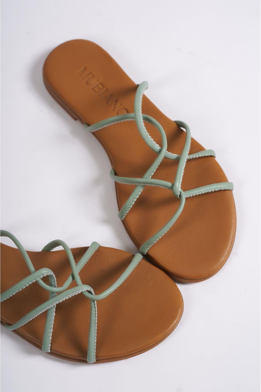 Mubiano Hakiki Deri 23603-MNT Kadın Mint Sandalet & Terlik