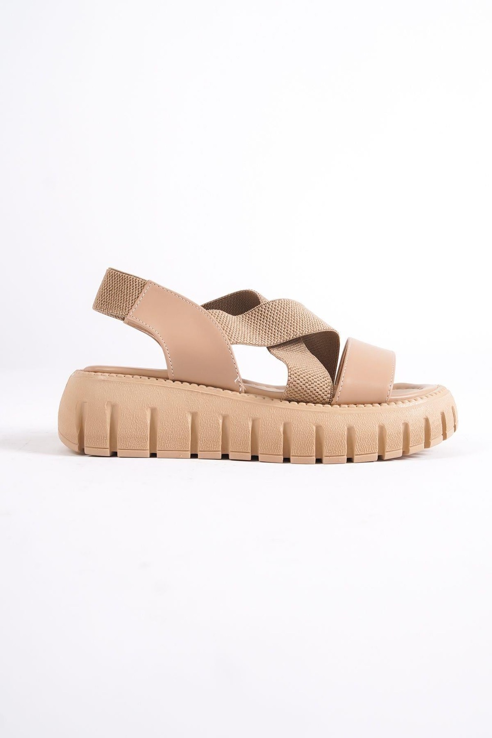 Mubiano 733-N Kalın Tırtık Tabanlı Nude Platform Kadın Sandalet