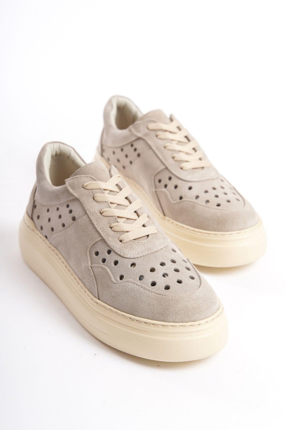Mubiano Hakiki Deri Collection Kadın Spor Ayakkabı & Sneaker Bej -MCRGN16084-BJ