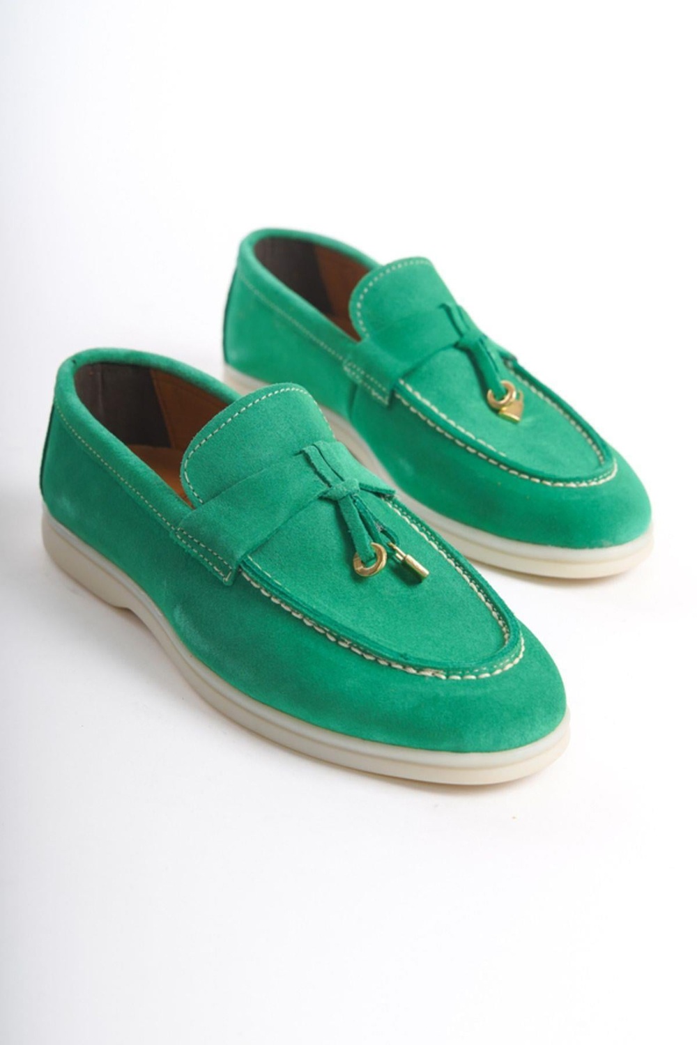 Mubiano Hakiki Deri Collection Kadın Süet Loafer & Babet Yeşil -MCKRY1410-Y