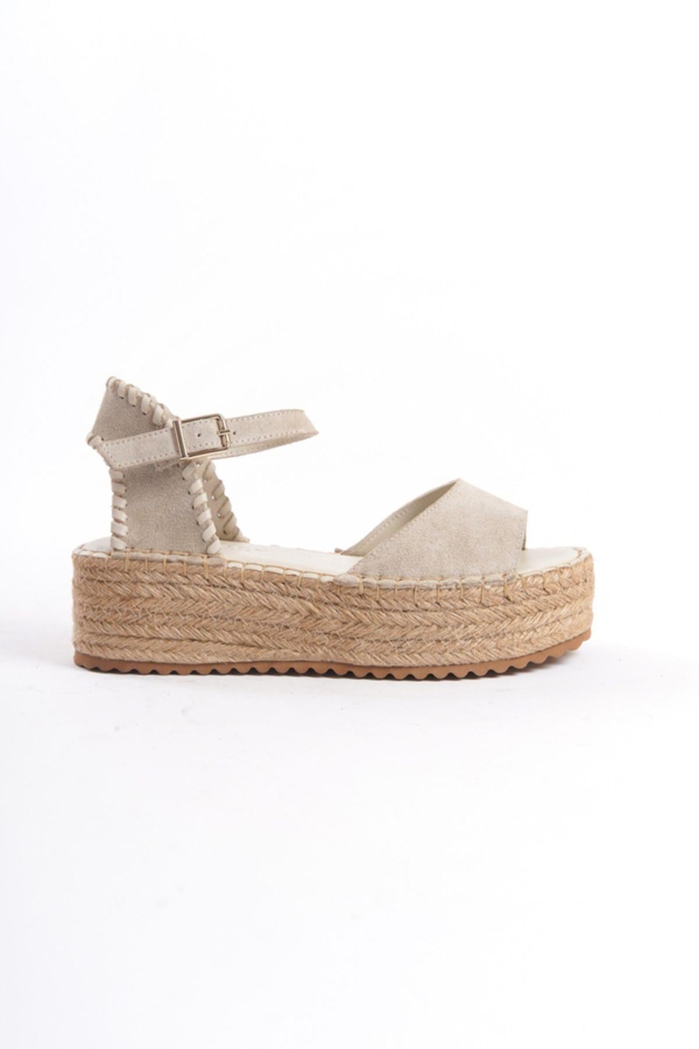 Mubiano Hakiki Deri Collection Kadın Süet Platform Espadril Bej -MCRGN290-BJ