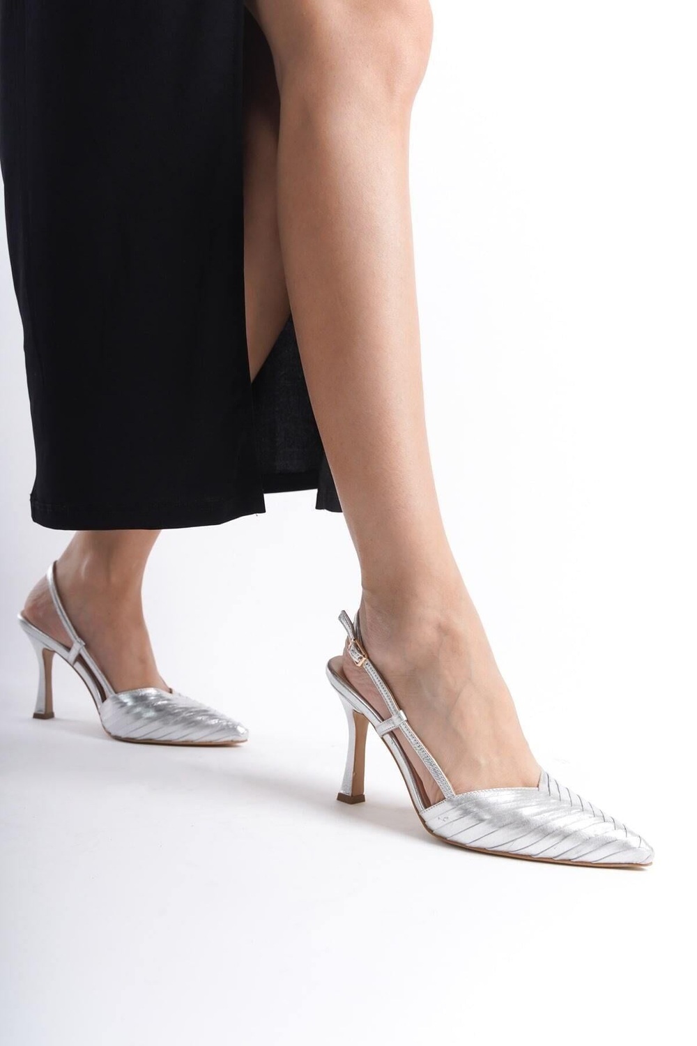 Mubiano Hakiki Deri Collection Kadın Topuklu Stiletto & Ayakkabı Lame -MCBRG5738-LM