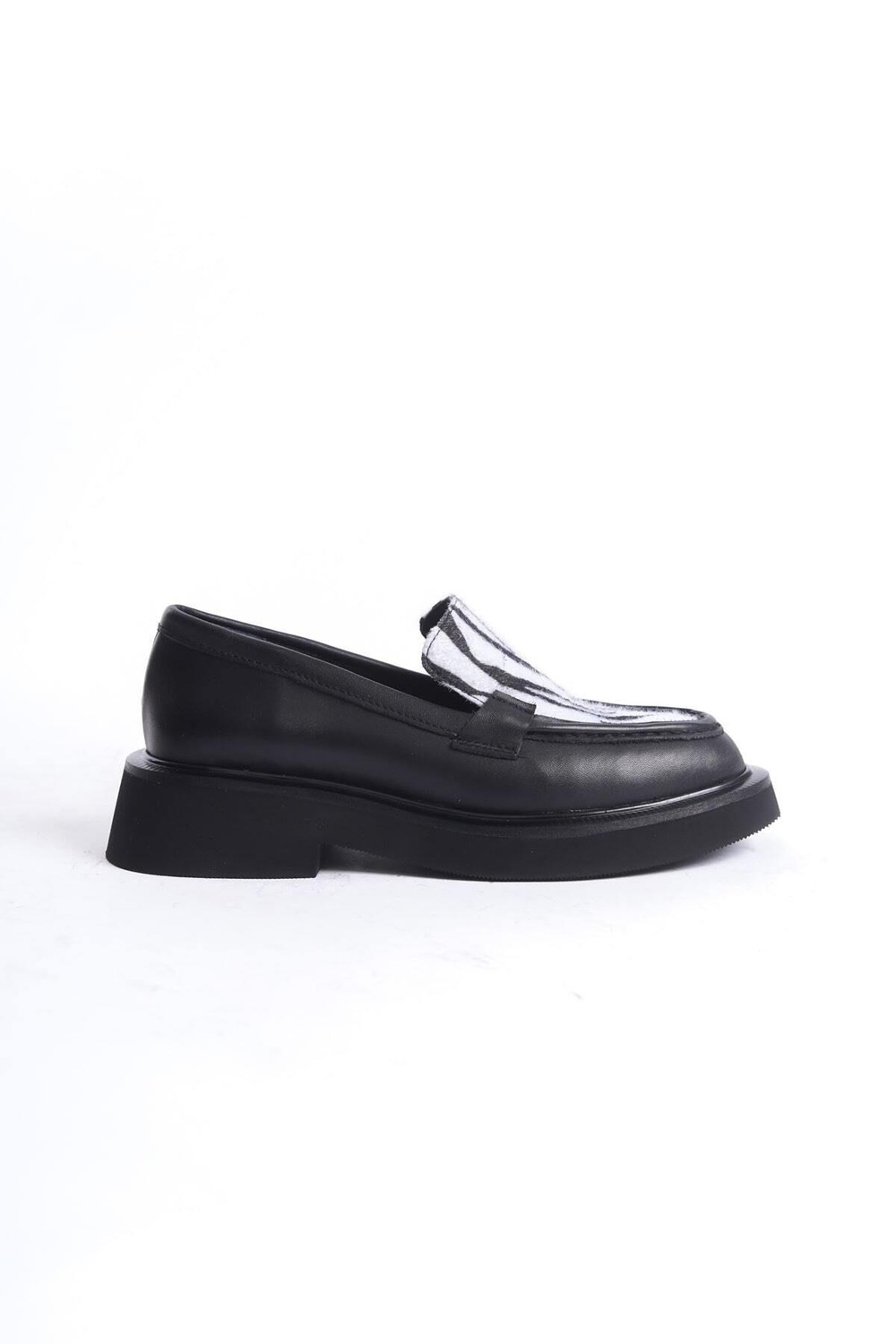Mubiano Hakiki Deri Collection Kadın Zebra Detaylı Kalın Taban Loafer Zebra/Siyah - MCRGN7010 - SZBR