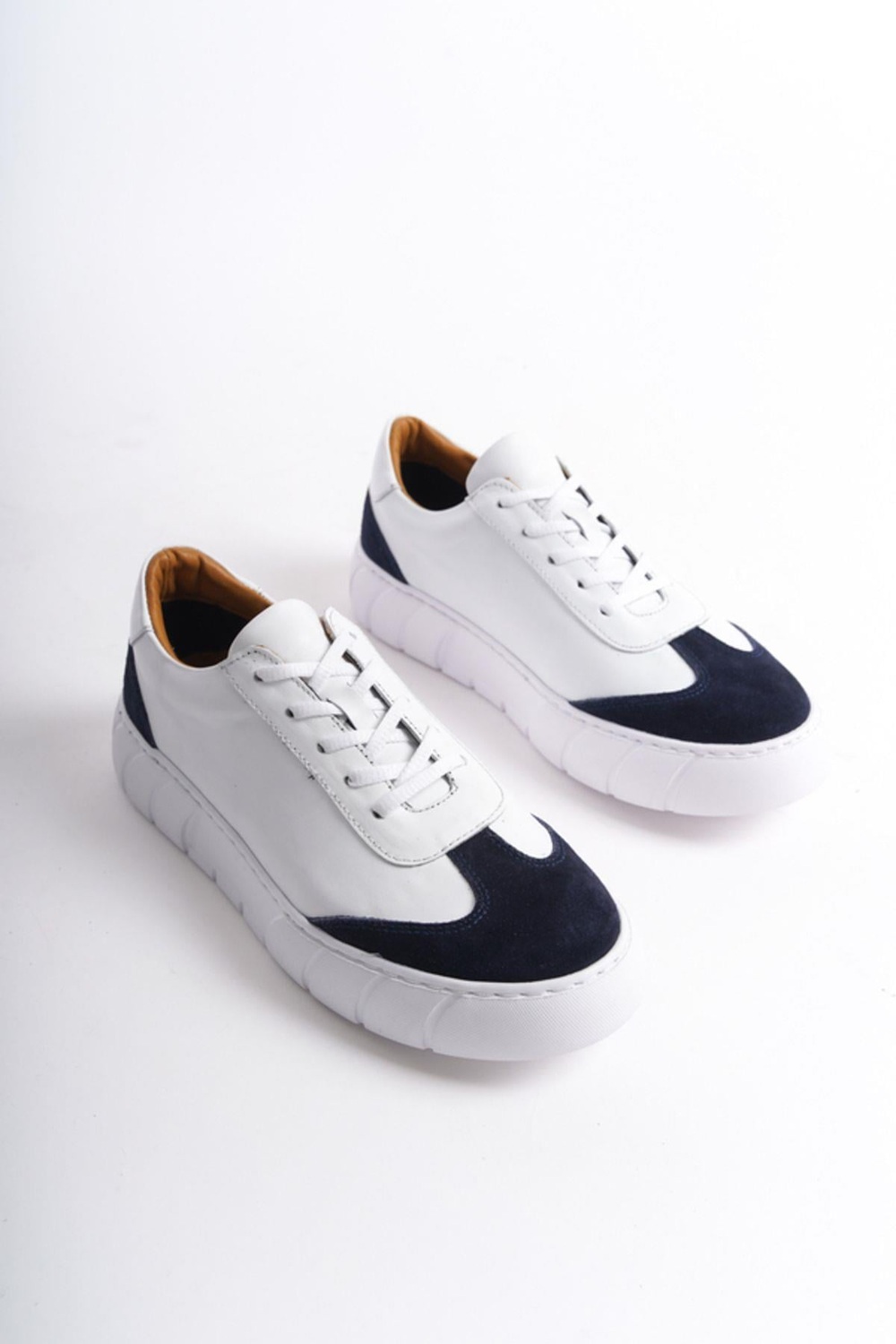 Mubiano Hakiki Deri Erkek Spor Ayakkabı & Sneaker Lacivert/Beyaz -MBKRY506-LCVB