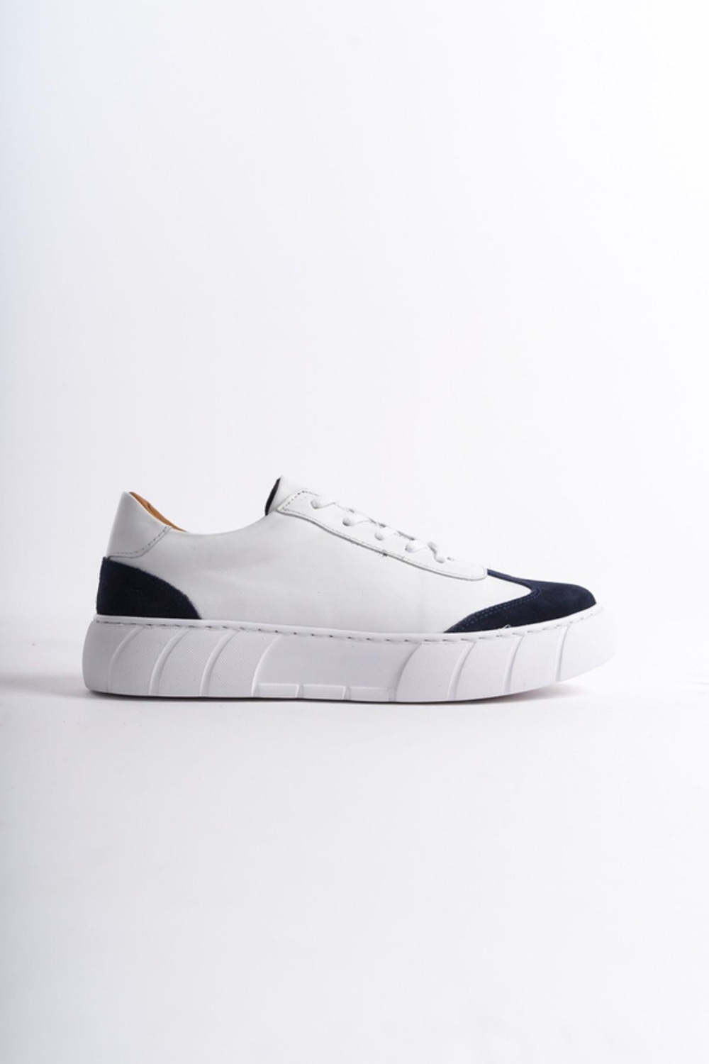 Mubiano Hakiki Deri Erkek Spor Ayakkabı & Sneaker Lacivert/Beyaz -MBKRY506-LCVB