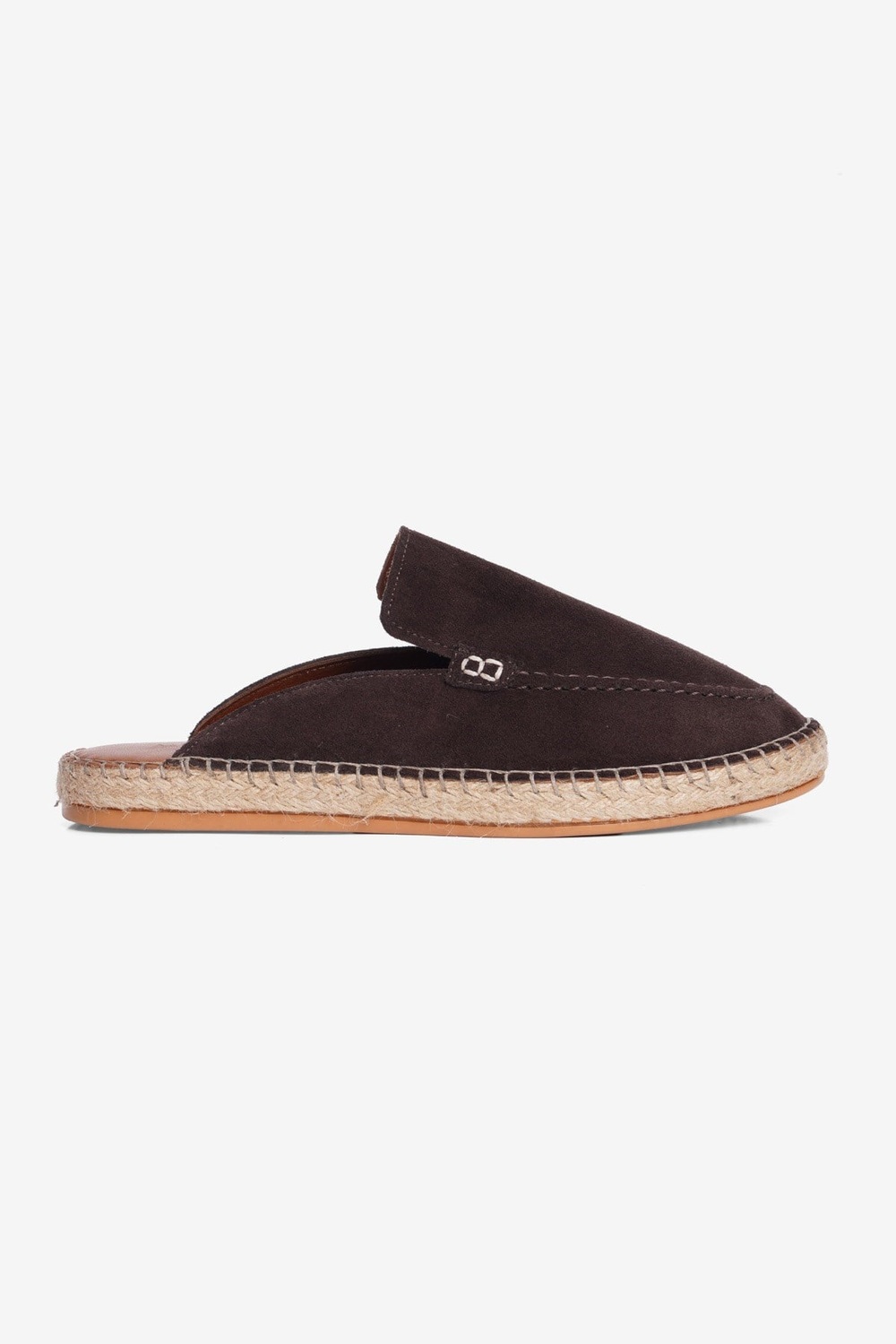 Mubiano Hakiki Deri Summer Erkek Süet Önü Kapalı Jüt Taban Kahverengi Espadril Terlik -MSSR3416-KH