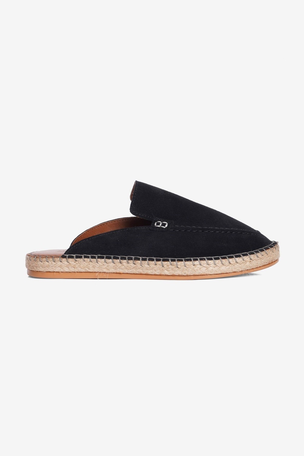 Mubiano Hakiki Deri Summer Erkek Süet Önü Kapalı Jüt Taban Siyah Espadril Terlik -MSSR3416-S