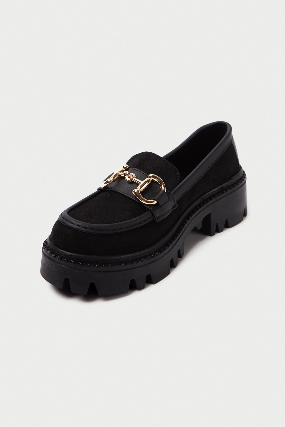 Mubiano MB1170-S Kalın Taban Lüx Süet Tokalı Siyah Kadın Kolej Loafer