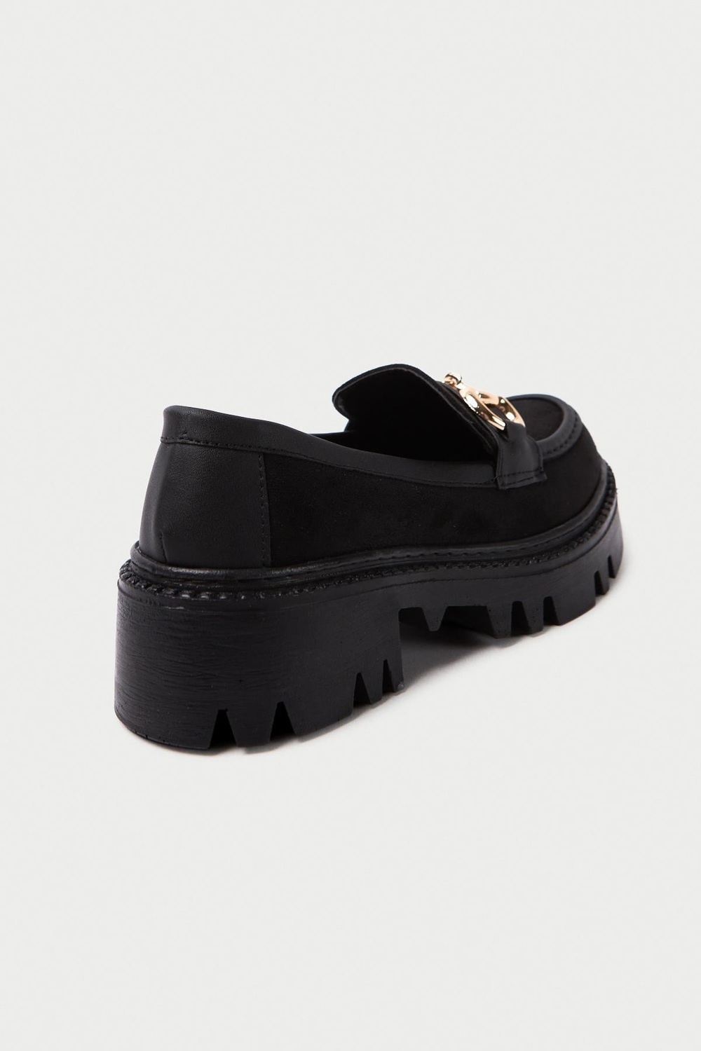 Mubiano MB1170-S Kalın Taban Lüx Süet Tokalı Siyah Kadın Kolej Loafer