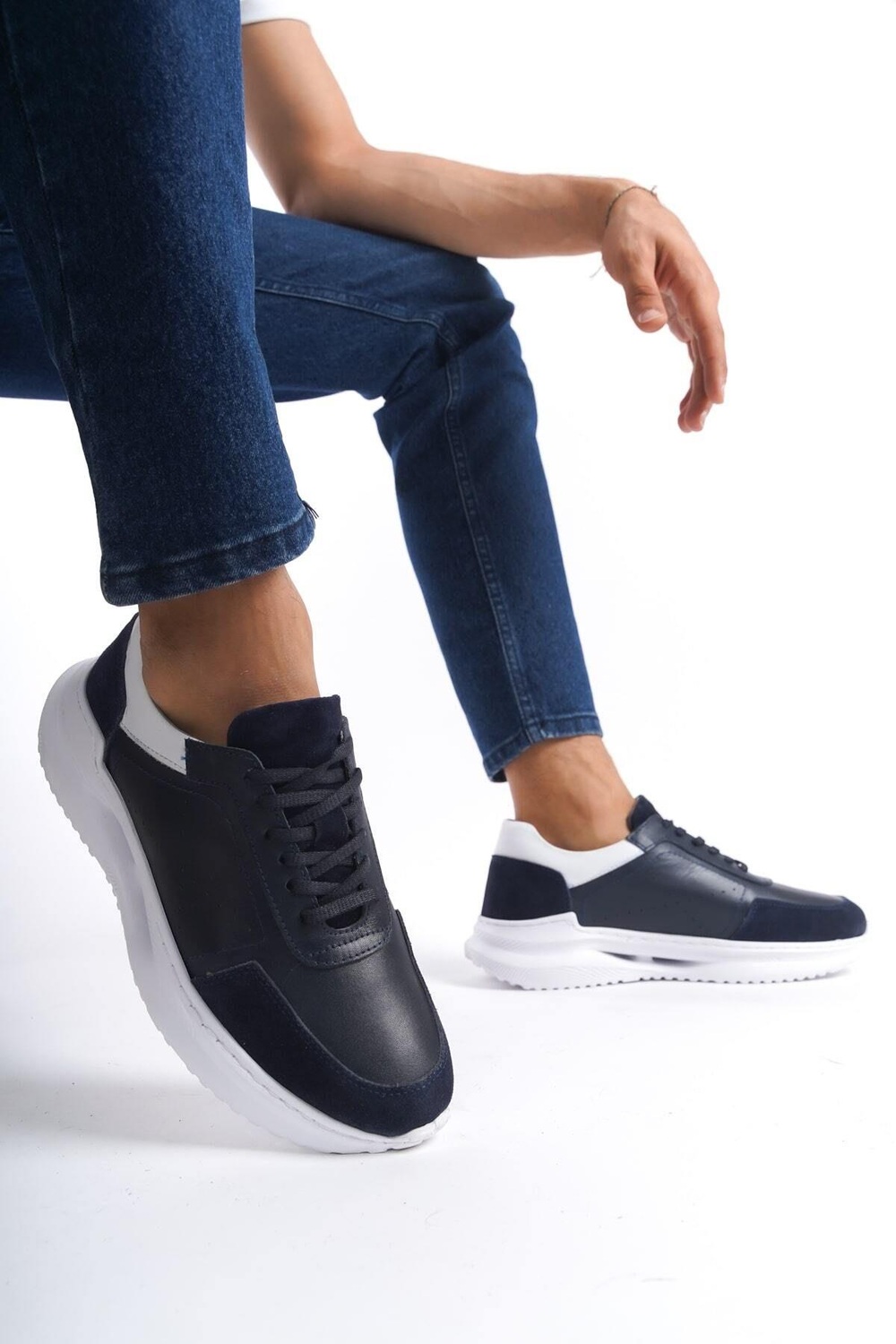 Mubiano Hakiki Deri MBKRY028-LCV Erkek Lacivert Sneaker & Spor Ayakkabı