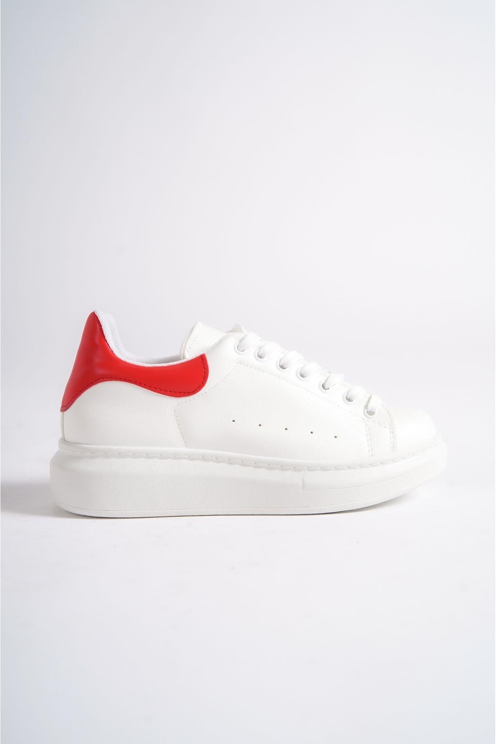 Mubiano MBMKQ200-BK Kadın Kalın Taban Beyaz/Kırmızı Sneaker & Spor Ayakkabı