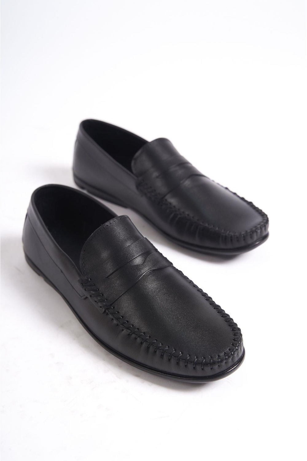 Mubiano Hakiki Deri SRG666S İç Dış Siyah Erkek Loafer