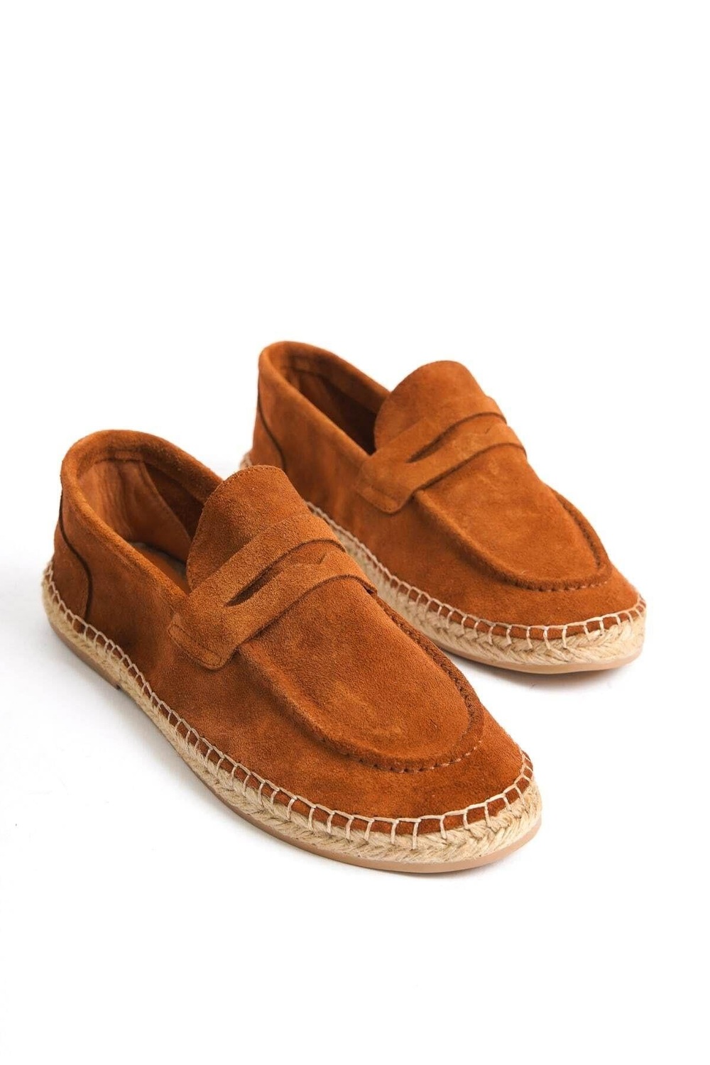 Mubiano Hakiki Deri Summer Erkek Jüt Taban Taba Süet Espadril & Loafer -MSSR1274-TB