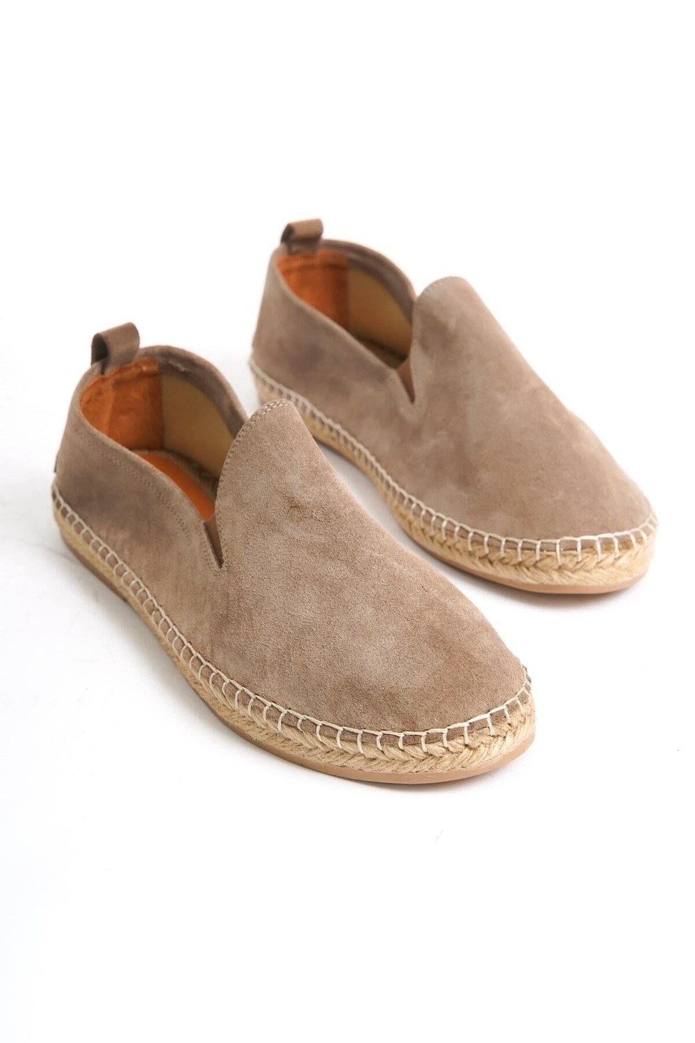 Mubiano Hakiki Deri Summer Erkek Jüt Taban Vizon Süet Espadril & Loafer -MSSR1120-VZ