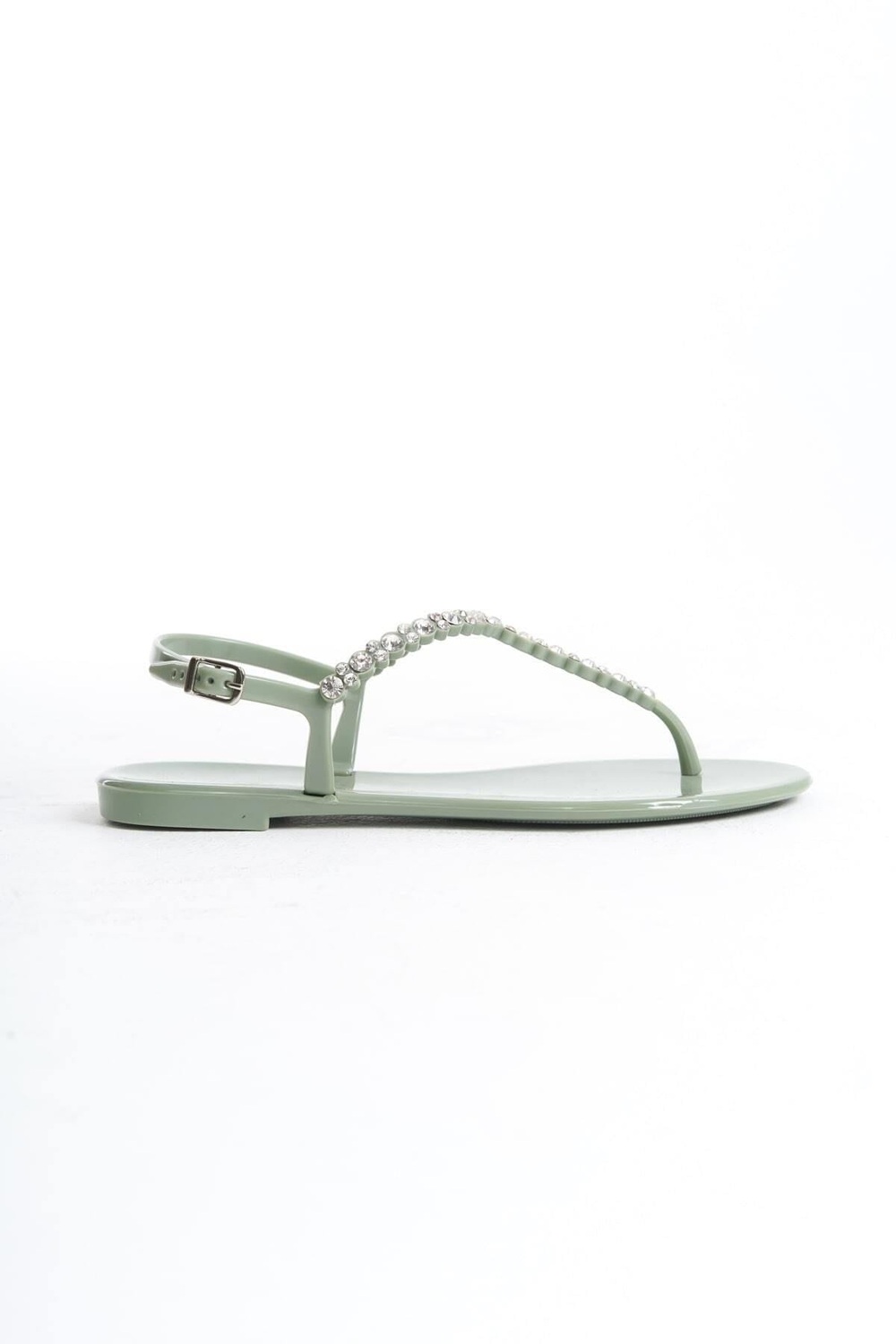 Mubiano Summer Kadın Jelly Mat Avokado Taş Detay Düz Sandalet-MSTB7070-AVK