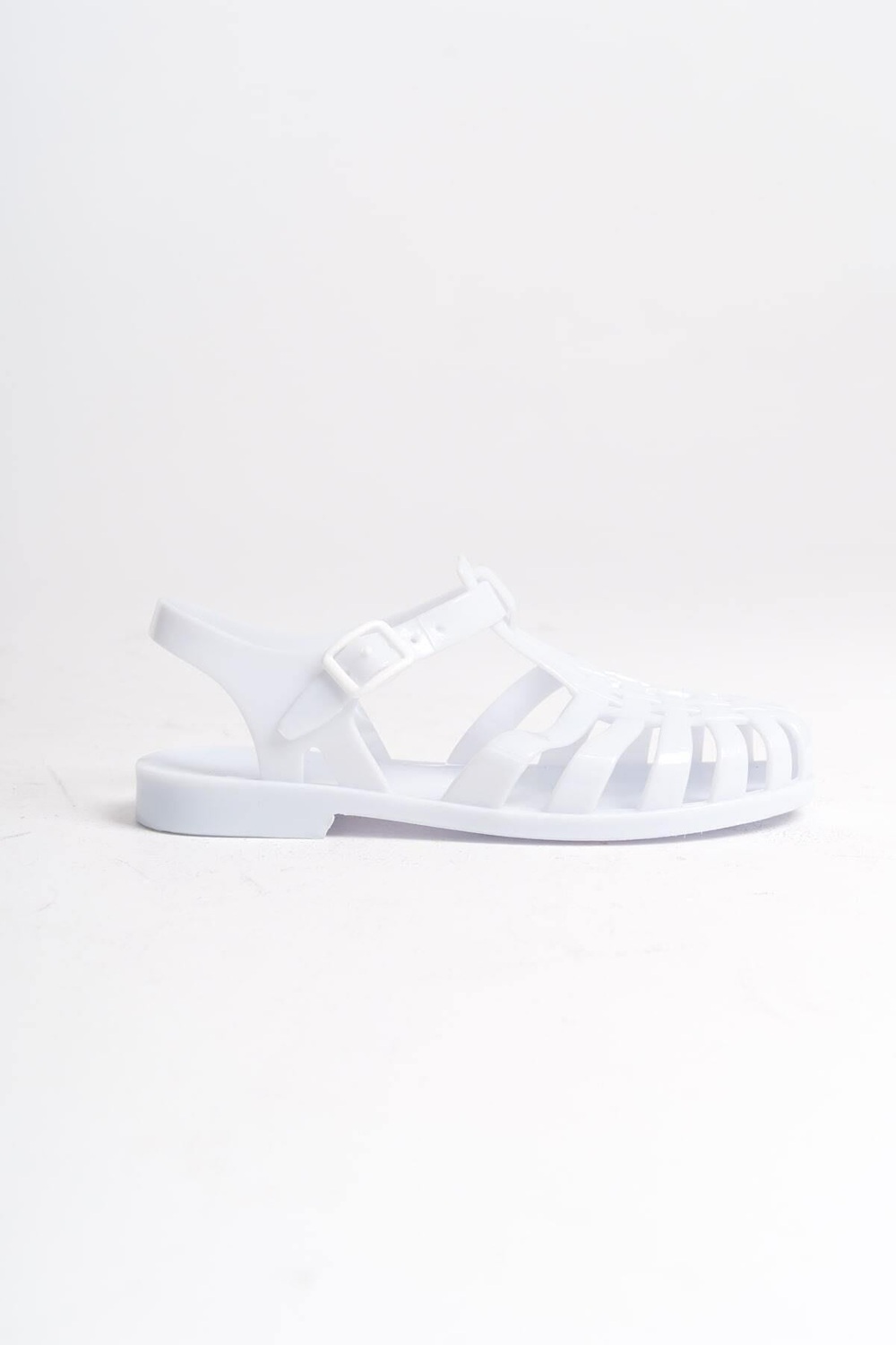 Mubiano Summer Kadın Jelly Toka Detay Mat Beyaz Düz Sandalet-MSTB844-B