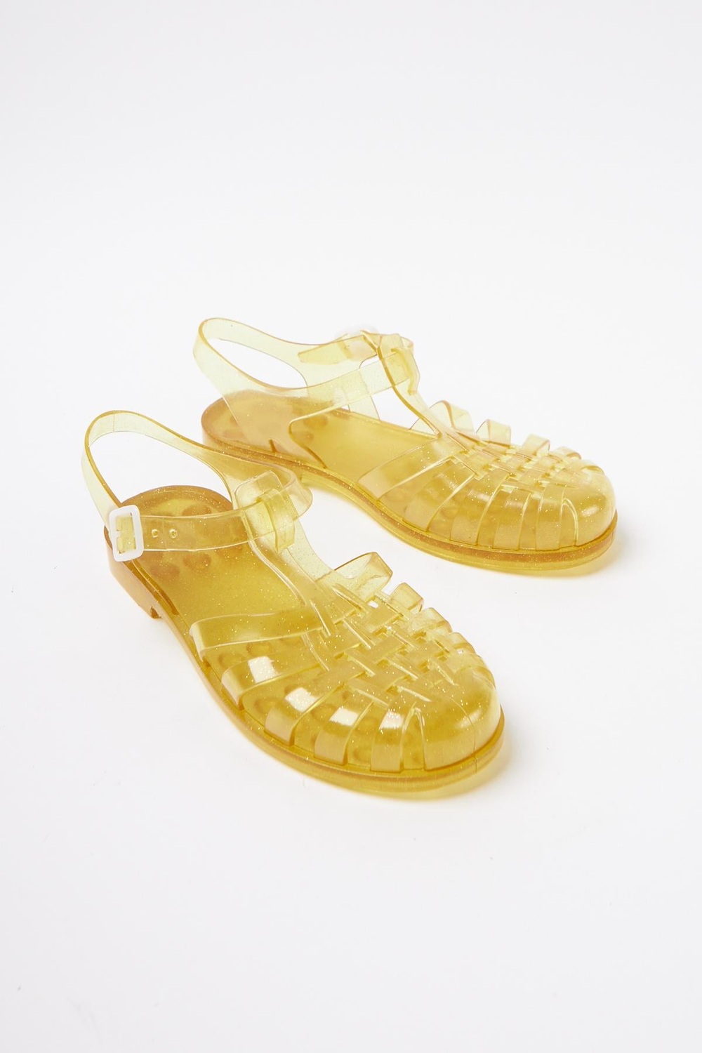 Mubiano Summer Kadın Jelly Toka Detay Şeffaf Altın Sim Düz Sandalet-MSTB844-SAS