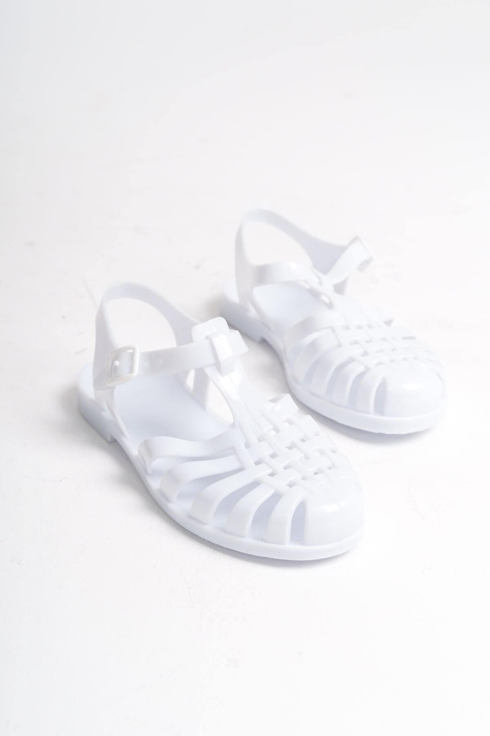 Mubiano Summer Kadın Jelly Toka Detay Mat Beyaz Düz Sandalet-MSTB844-B