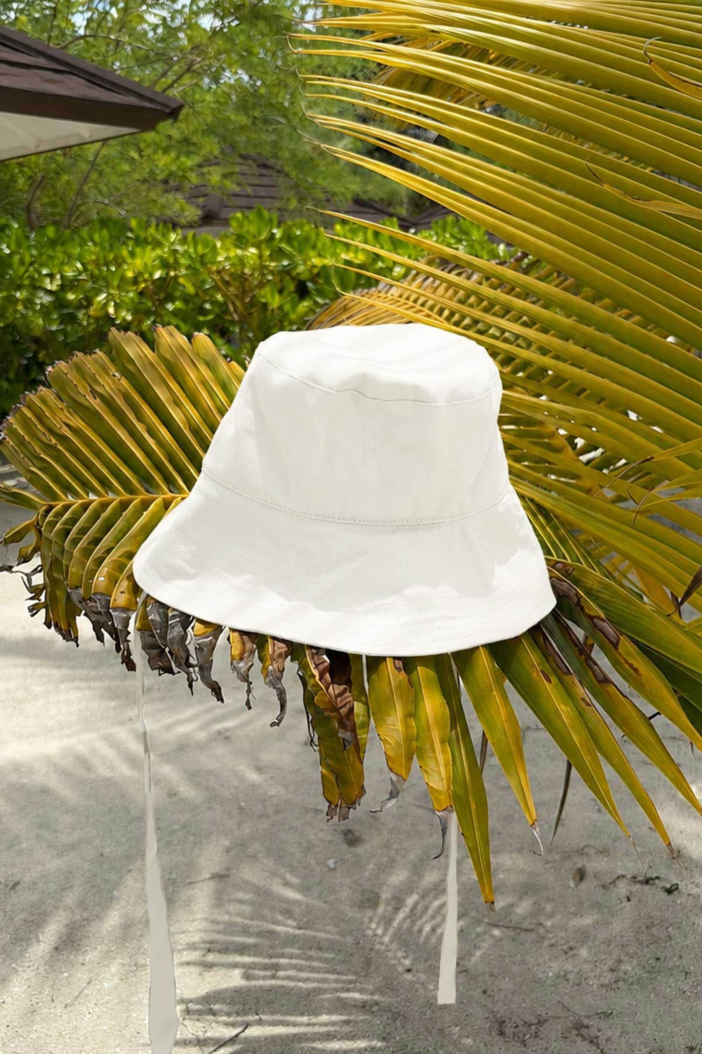 Bağlama Detaylı Bucket Şapka - Beyaz