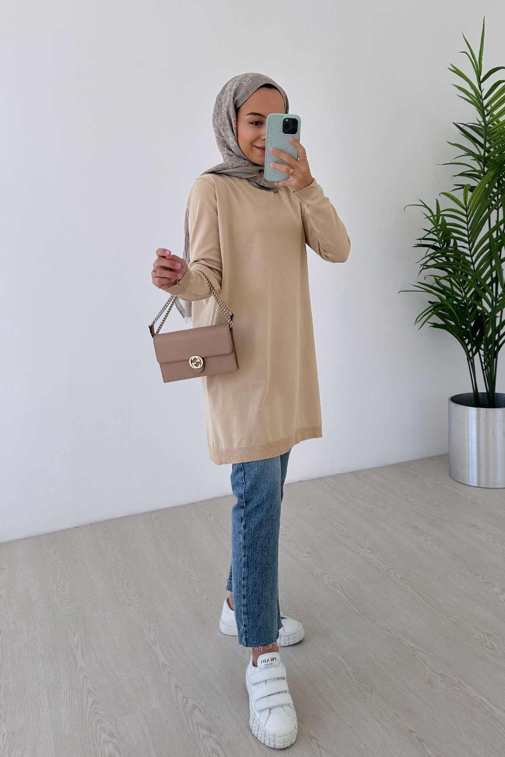 Basic Merserize Tunik - Sütlü Kahve