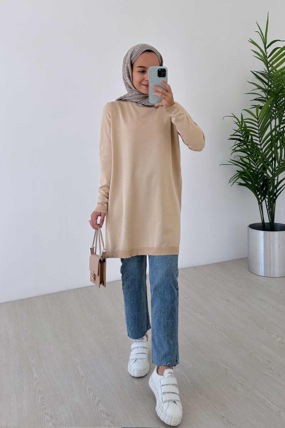 Basic Merserize Tunik - Sütlü Kahve