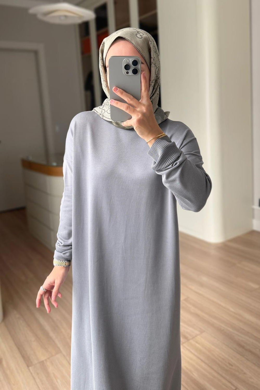 Merserize Elbise - Gri
