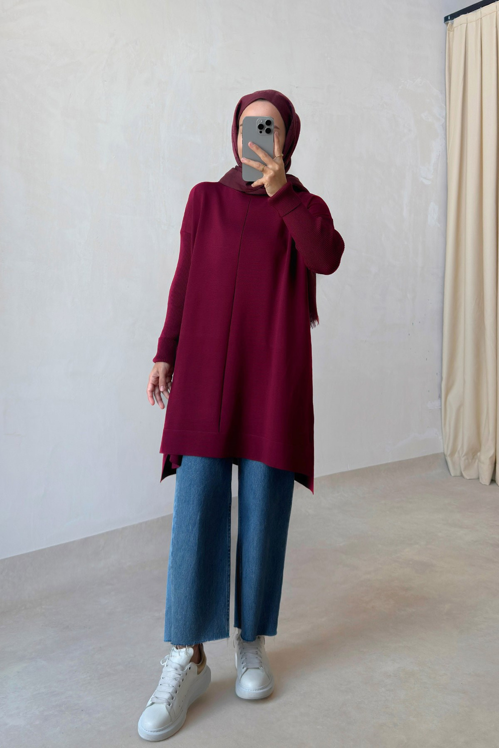 Mira Merserize Tunik - Bordo