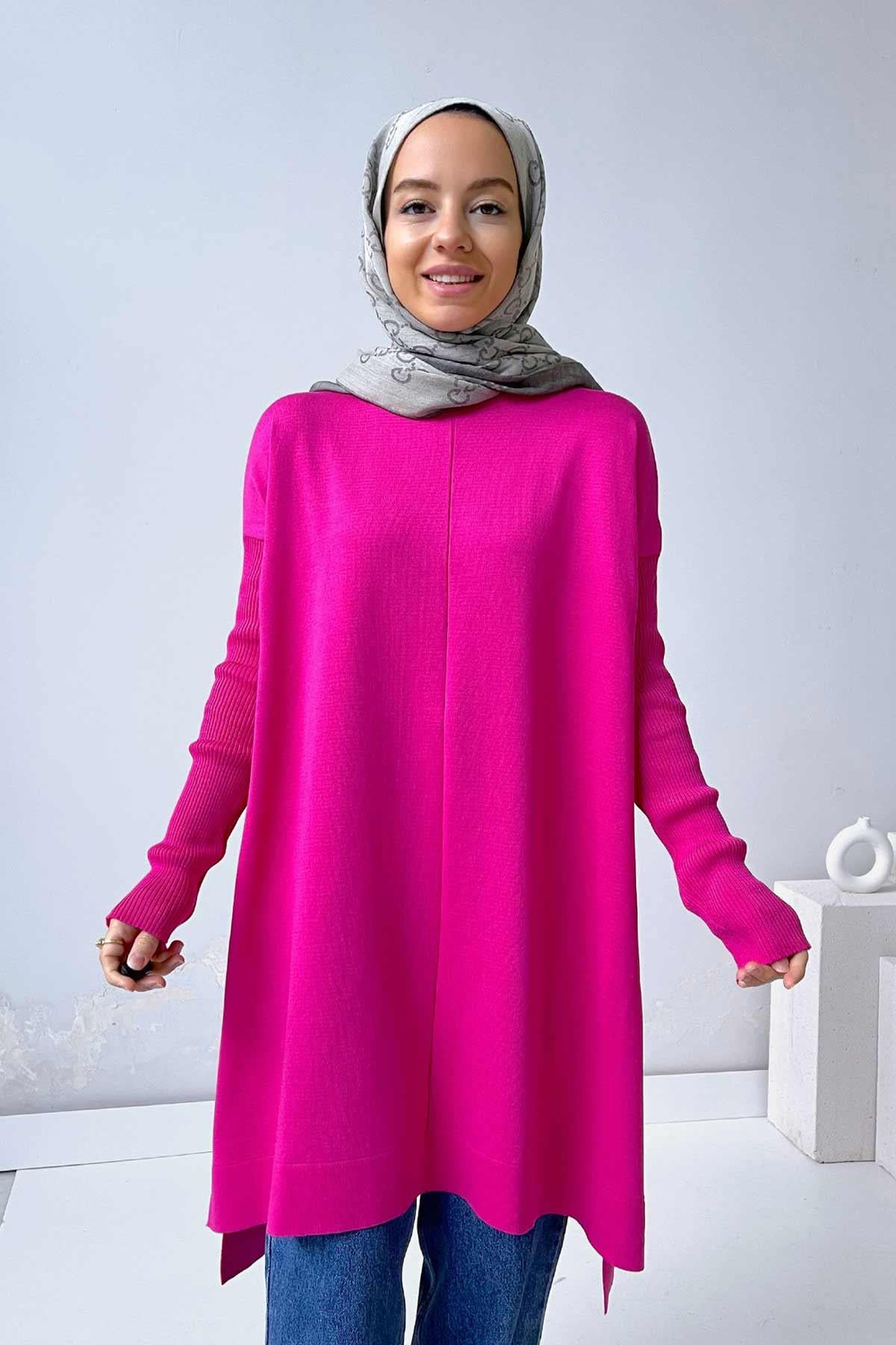 Mira Merserize Tunik - Fuşya