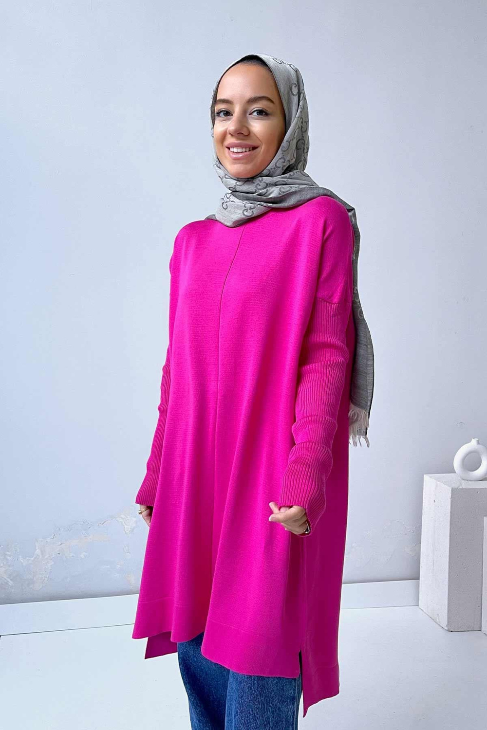 Mira Merserize Tunik - Fuşya