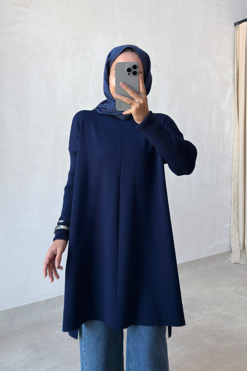 Mira Merserize Tunik - Lacivert