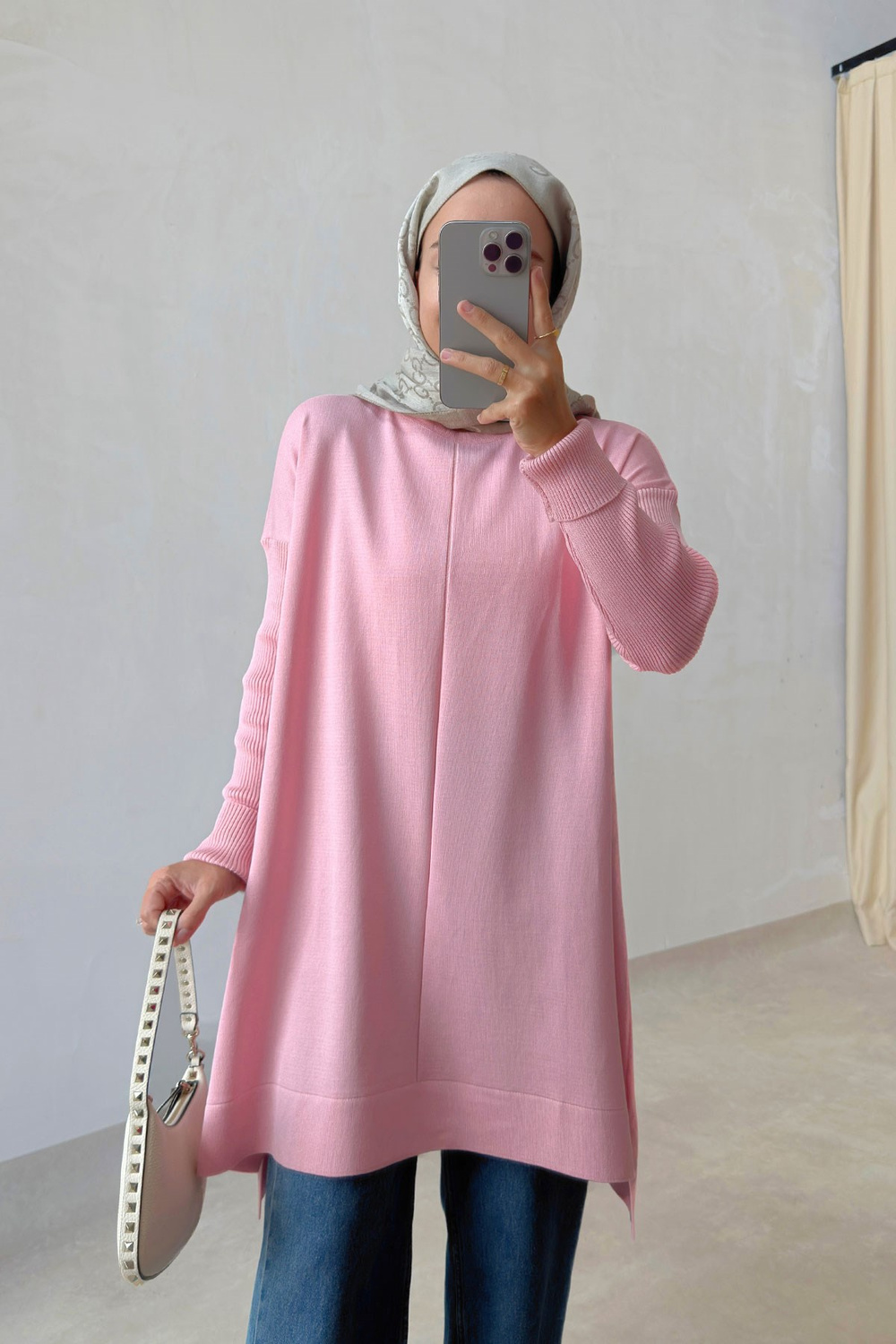 Mira Merserize Tunik - Pembe