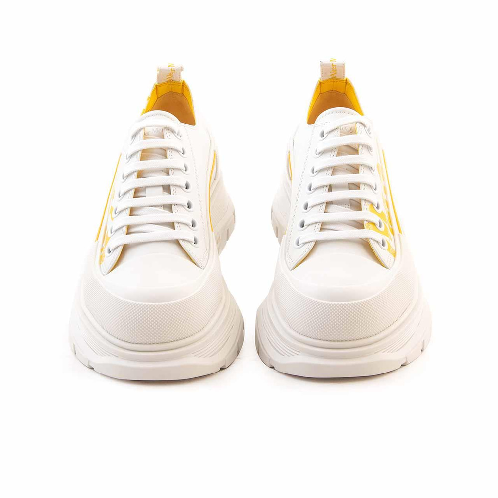 Alexander Mcqueen Erkek Hakiki Deri Beyaz-Sarı Spor & Sneaker Ayakkabı