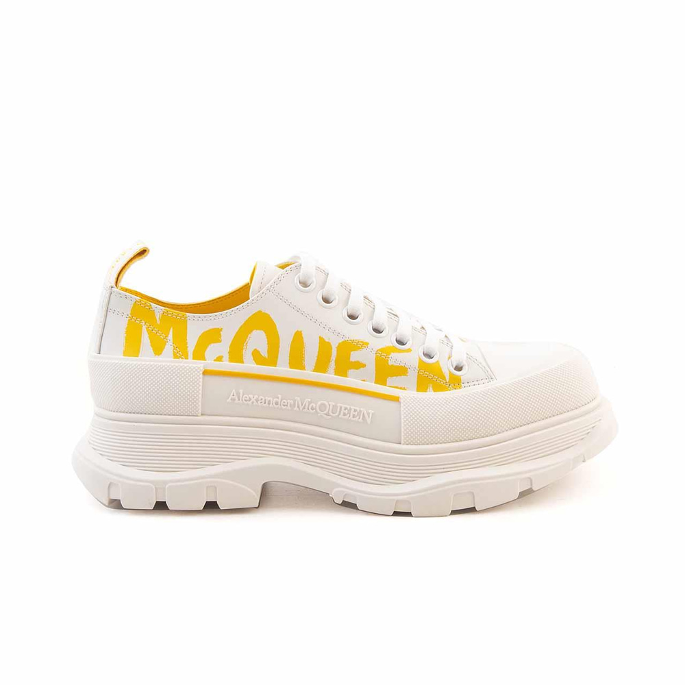 Alexander Mcqueen Erkek Hakiki Deri Beyaz-Sarı Spor & Sneaker Ayakkabı