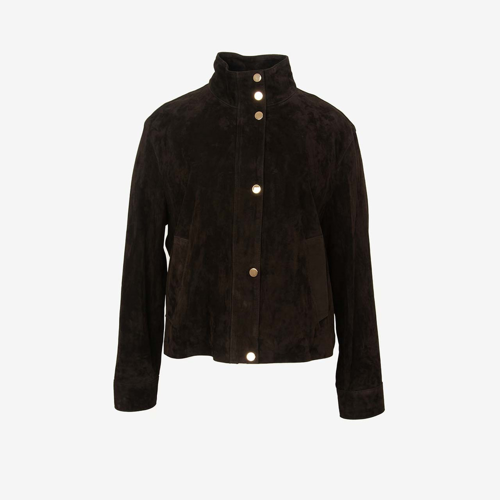 Mocassini Kadın Dik Yaka Çıtçıtlı Deri Süet Ceket BK-2830