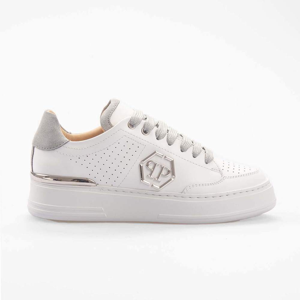 Philipp Plein Kadın Hakiki Deri Beyaz-Gri Spor & Sneaker Ayakkabı