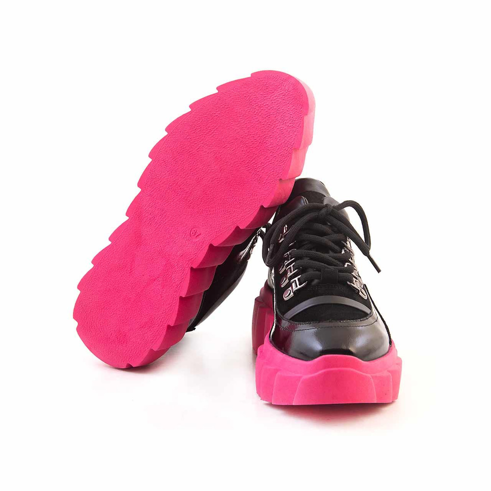 Rouge Kadın Hakiki Deri Termo Taban Siyah Süet-Fuşya Spor & Sneaker Ayakkabı